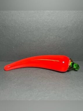 Vintage Murano Style Hand Blown Art Glass Vegetable Red Hot Chilli Pepper 6.25"